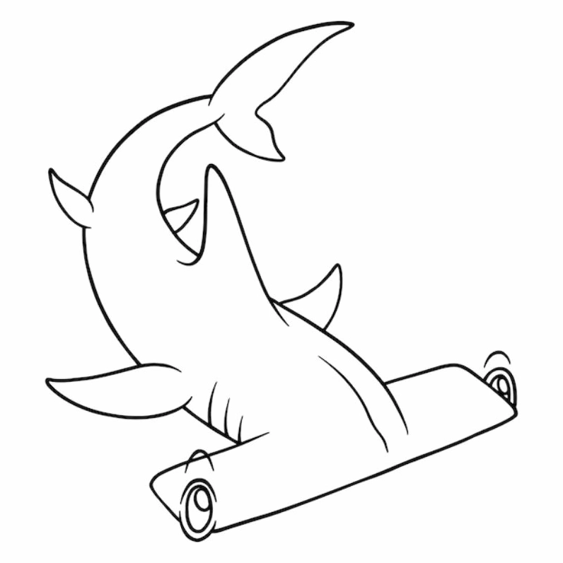 tranh tô màu con cá mập có hàm răng to