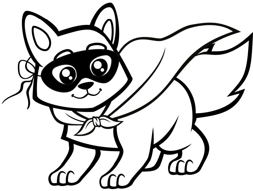 Tranh tô màu con cáo đeo mặt nạ bí ẩn