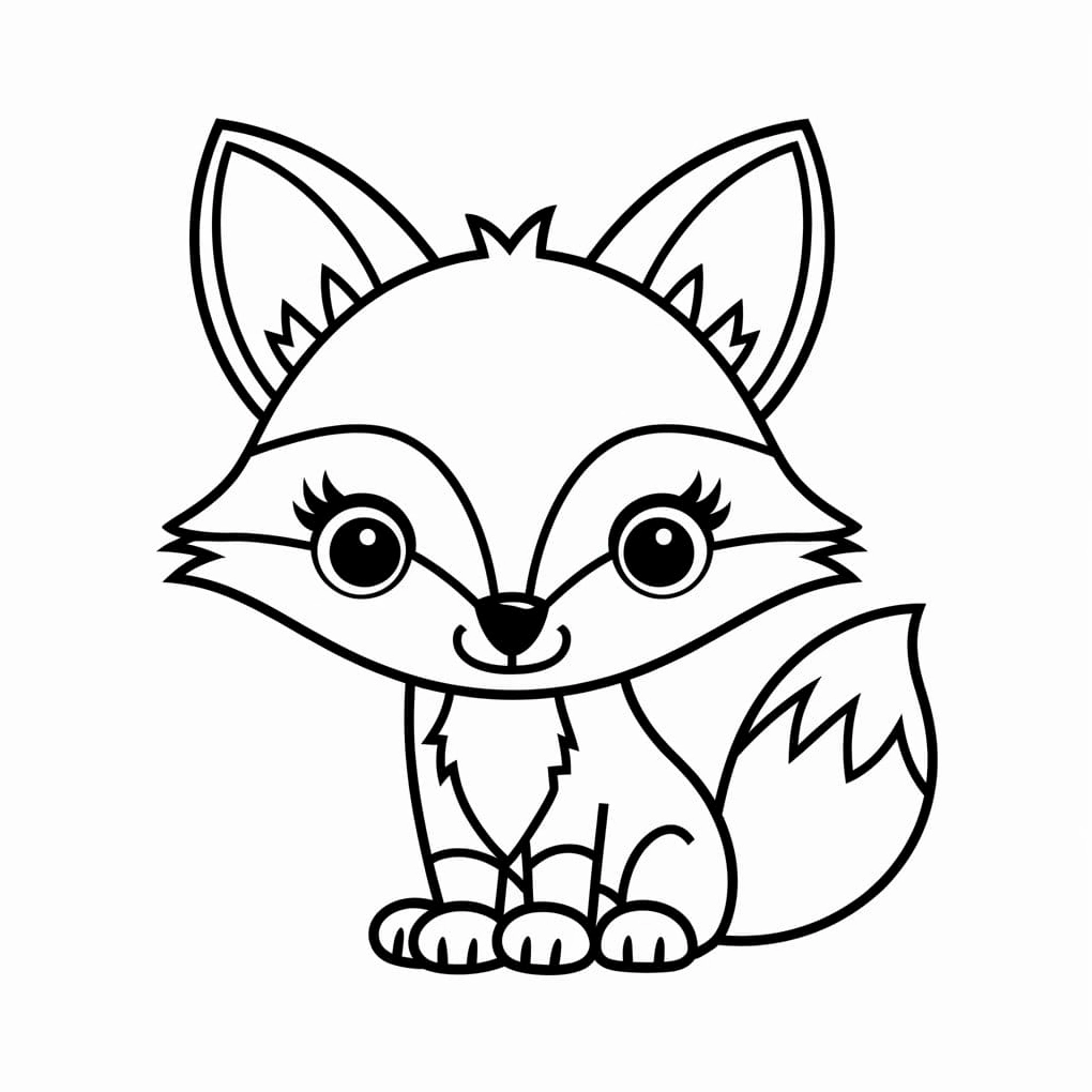 tranh tô màu con cáo hoạt hình dễ thương