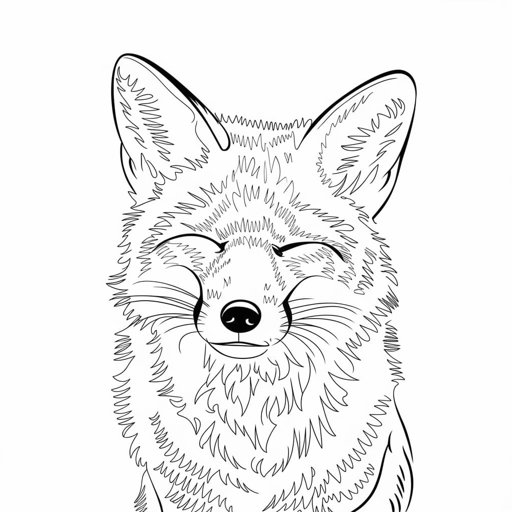 tranh tô màu con cáo nhắm mắt ngủ