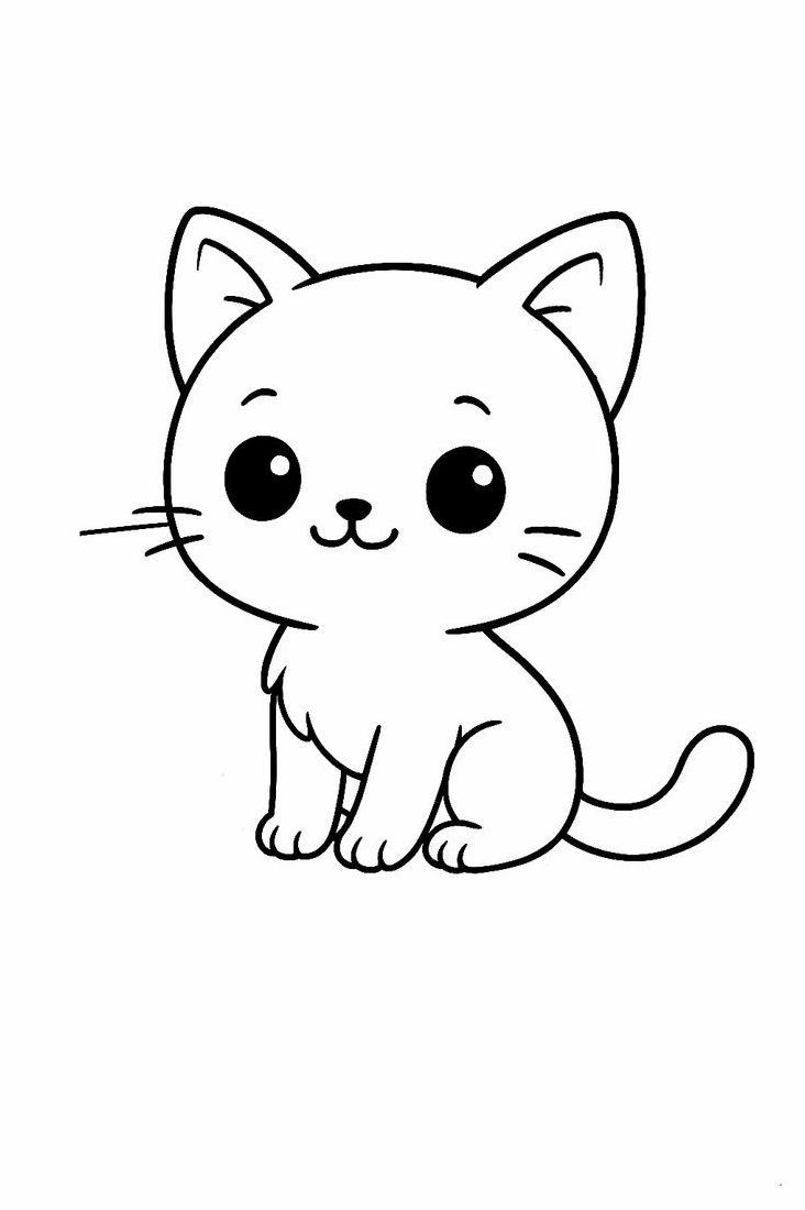 Tranh tô màu con mèo chibi dễ thương 3