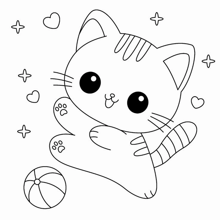 Tranh tô màu con mèo đáng yêu 1