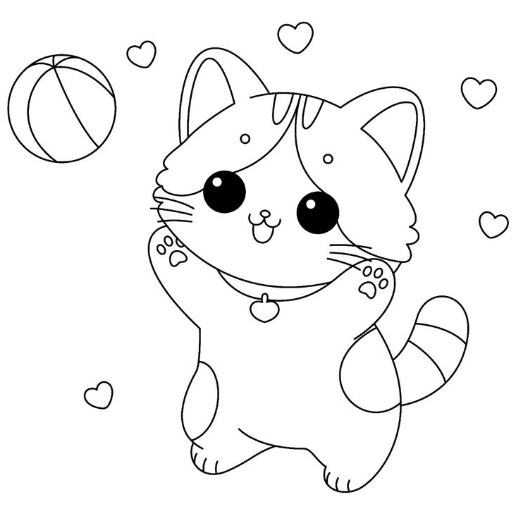 Tranh tô màu con mèo đáng yêu 2