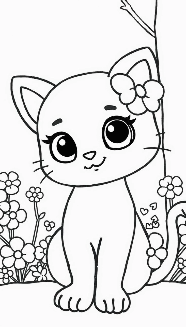 Tranh tô màu con mèo đáng yêu 5