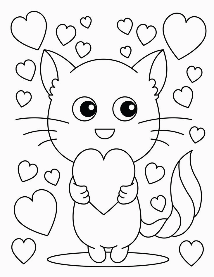 Tranh tô màu con mèo đáng yêu 6