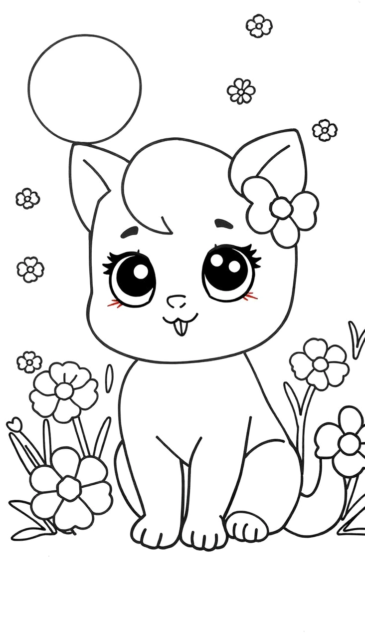 Tranh tô màu con mèo đáng yêu 7