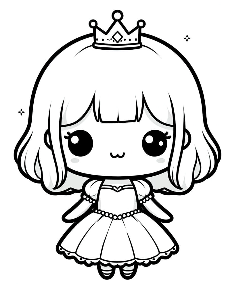 Tranh tô màu công chúa chibi đáng yêu nhất hệ mặt trời