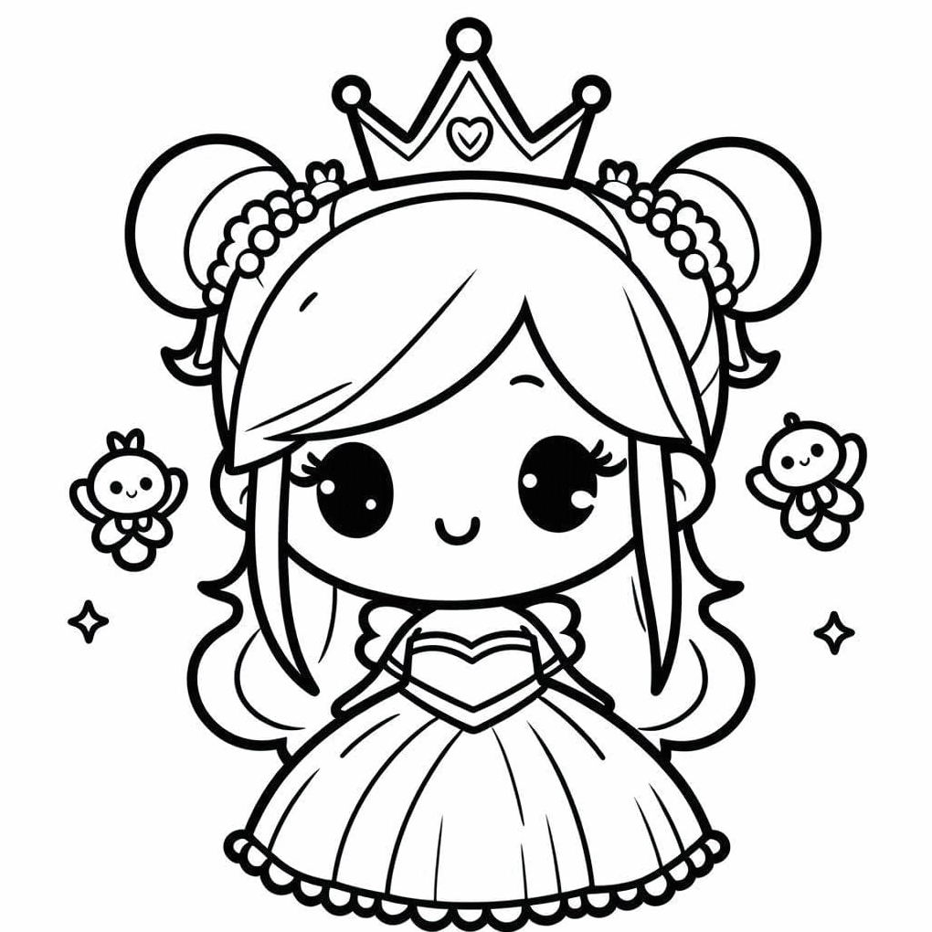 Tranh tô màu công chúa chibi đẹp cuốn hút mọi ánh nhìn