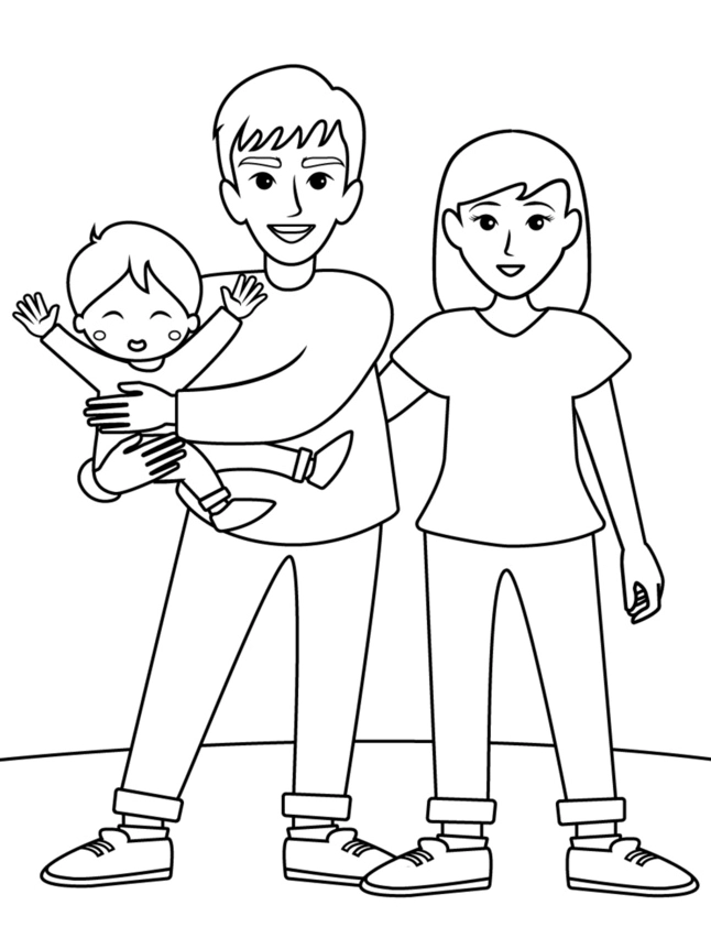 tranh tô màu gia đình hạnh phúc 2