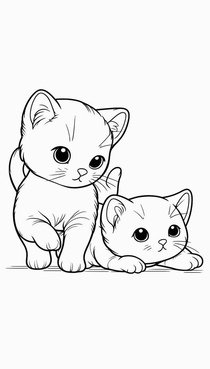 Tranh tô màu gia đình mèo 5