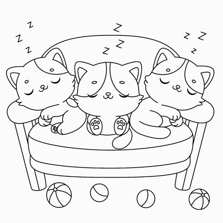 Tranh tô màu gia đình mèo 7