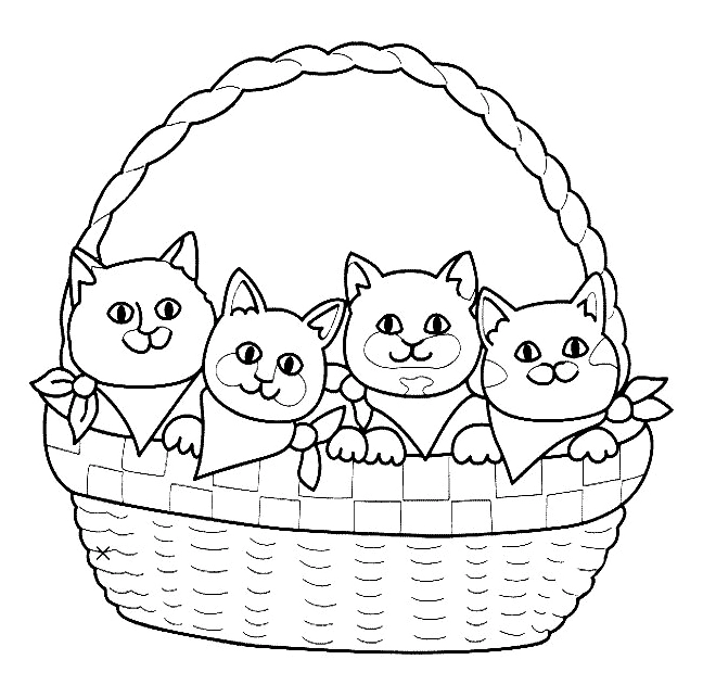 Tranh tô màu gia đình mèo 8