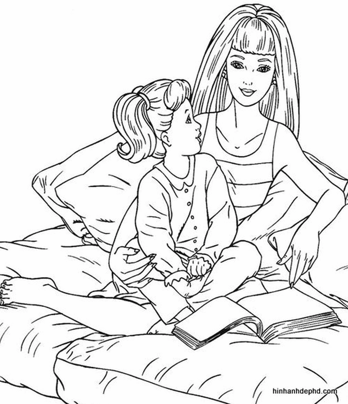 Tranh tô màu gia đình số 1 với những đường nét cơ bản