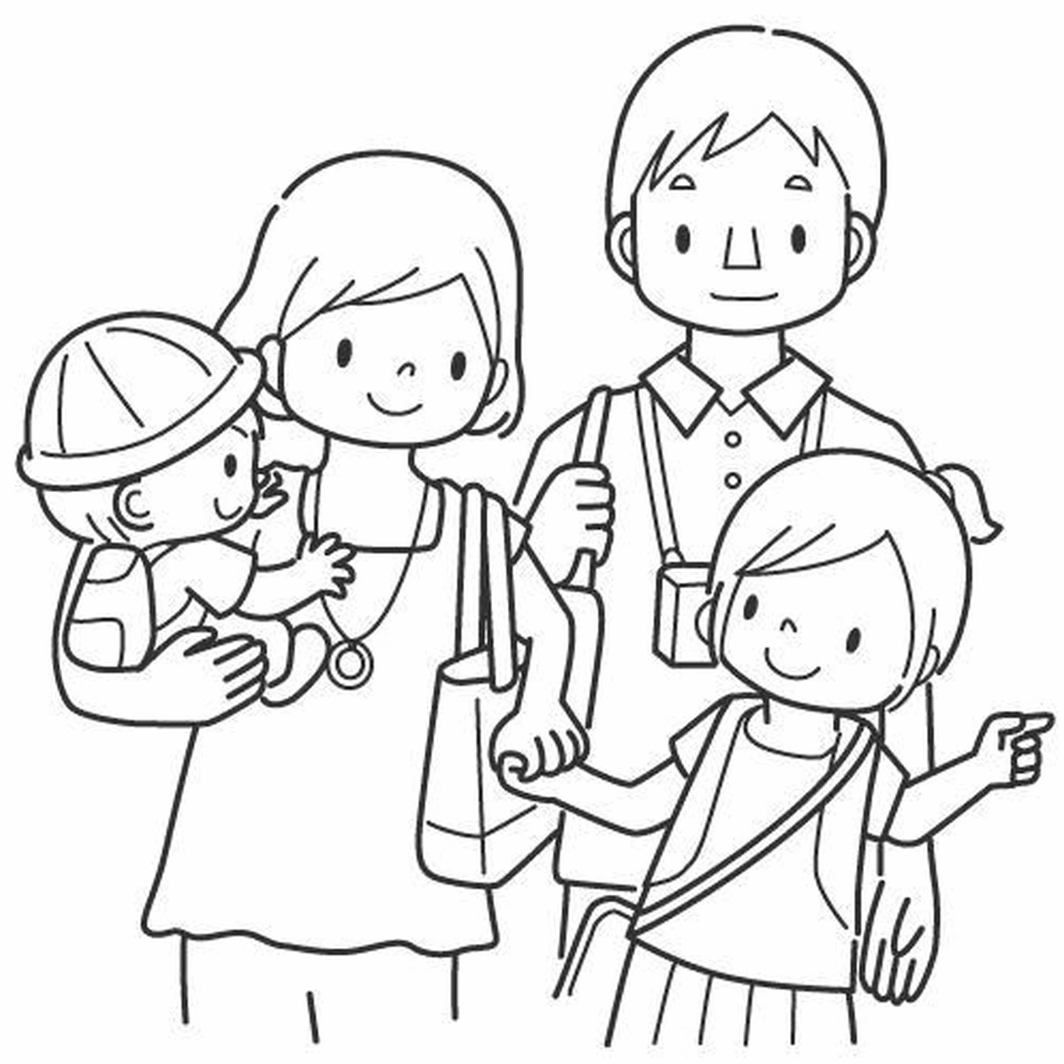 Tranh tô màu gia đình số 4 cho bé thỏa sức phối màu