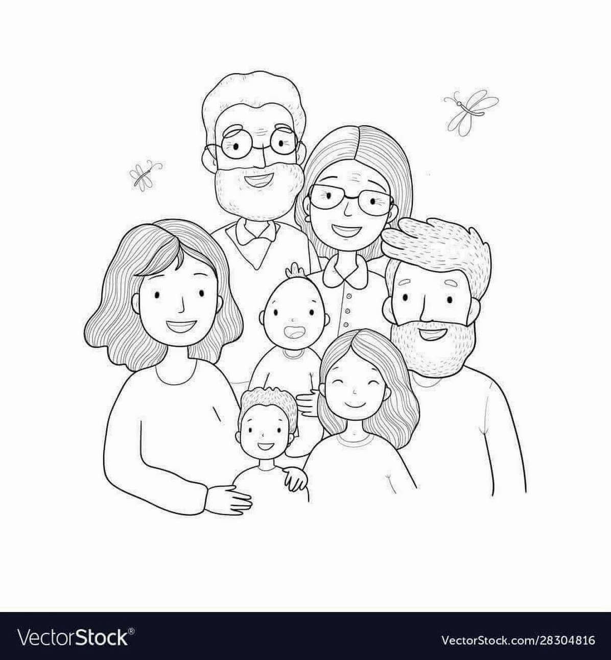 Tranh tô màu gia đình số 6 ấm áp và ngập tràn tình yêu thương