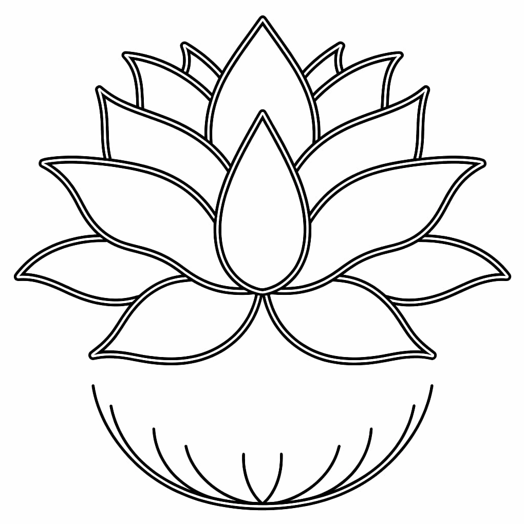 Tranh tô màu hoa sen cơ bản dễ thương