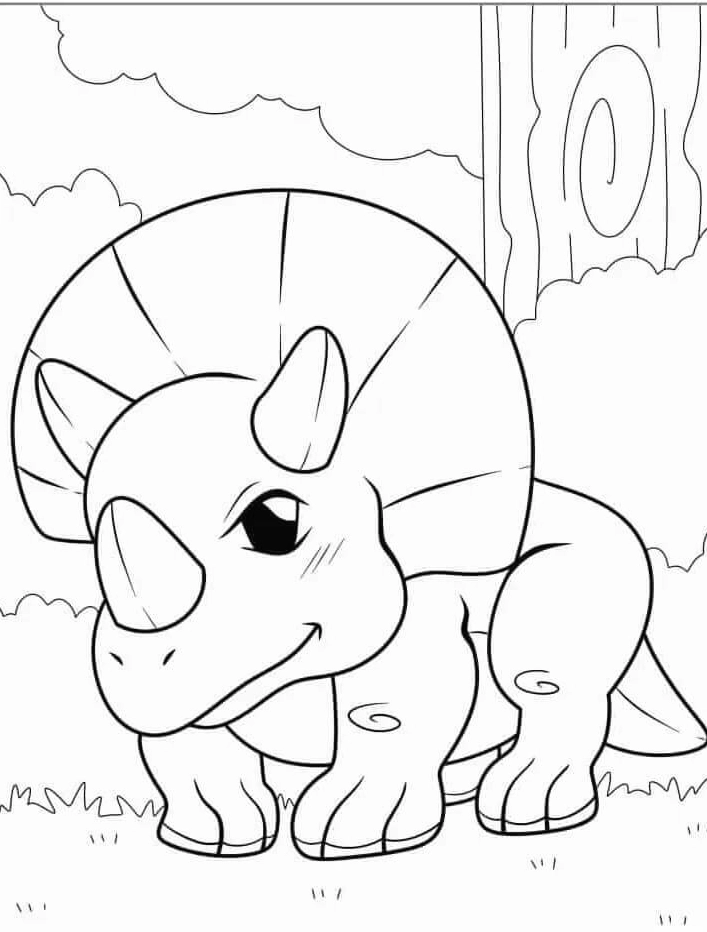 Tranh tô màu khủng long ba sừng nhỏ