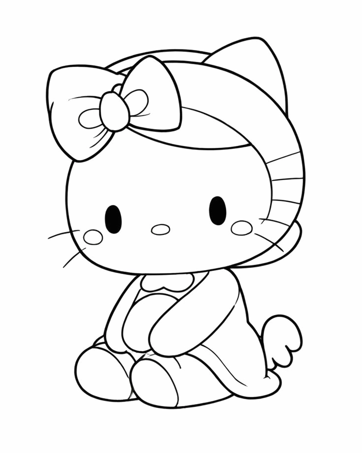 Tranh tô màu mèo Kitty 2