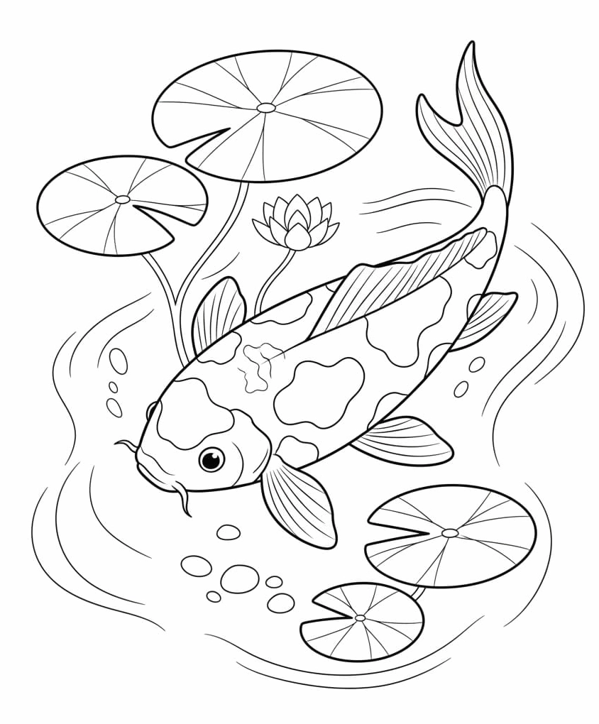 Tranh tô màu một con cá Koi tuyệt đẹp