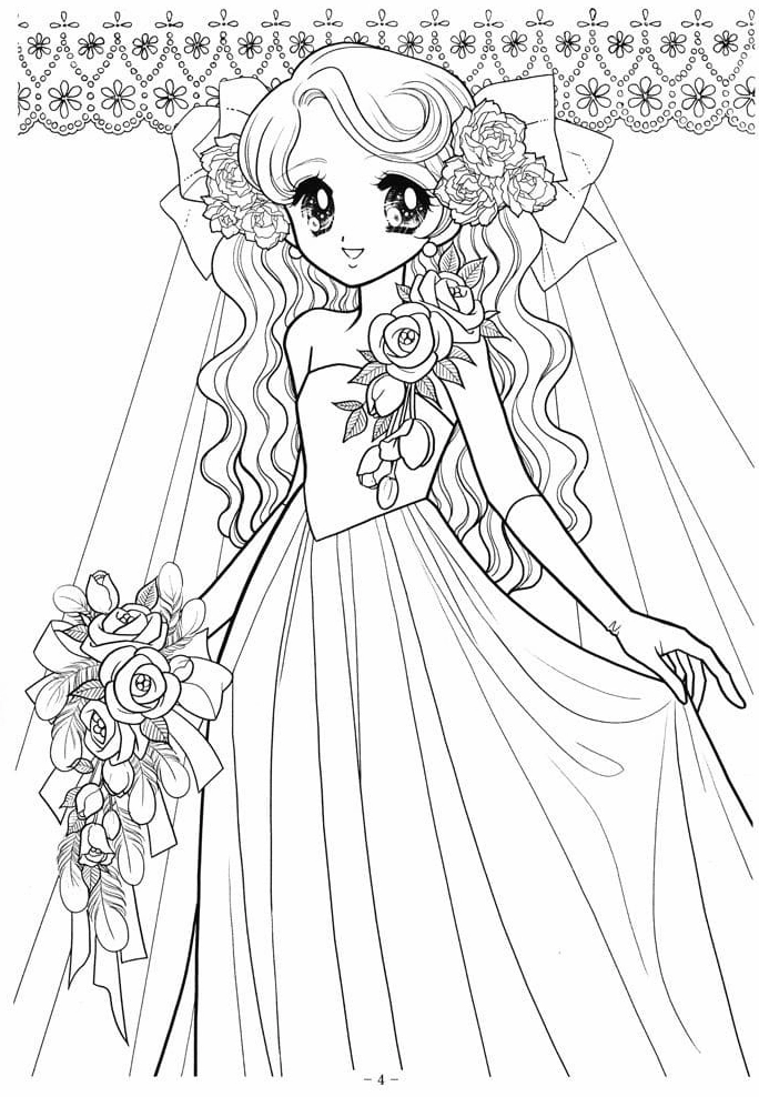 Tranh tô màu nàng công chúa anime rất lộng lẫy kiêu sa