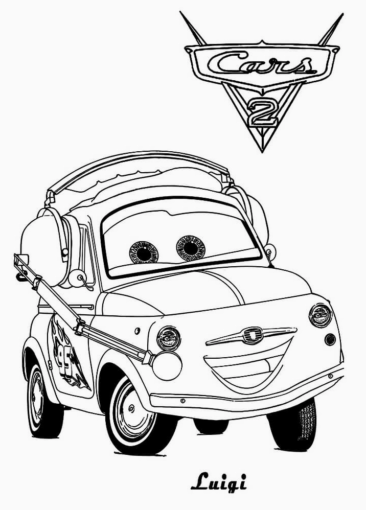 Tranh tô màu nhân vật Luigi đam mê xe cộ cuồng nhiệt