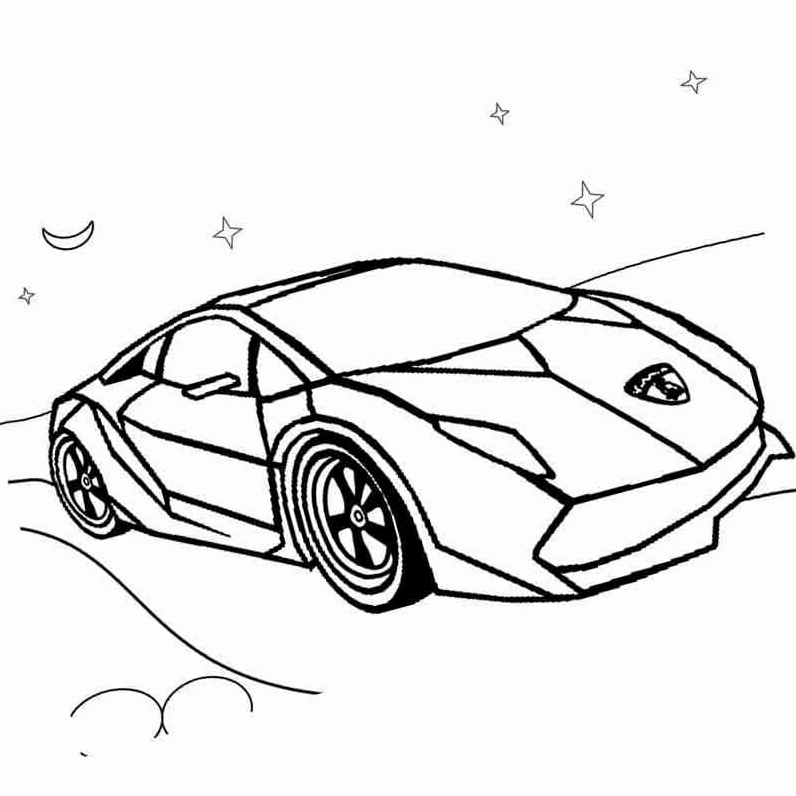 tranh tô màu ô tô lamborghini siêu xe sang trọng
