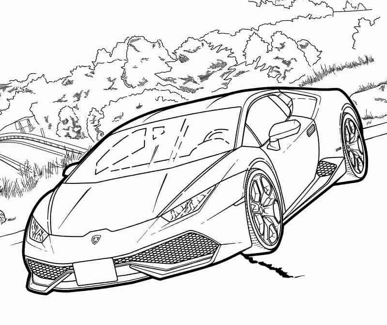 tranh tô màu ô tô lamborghini tuyệt đẹp