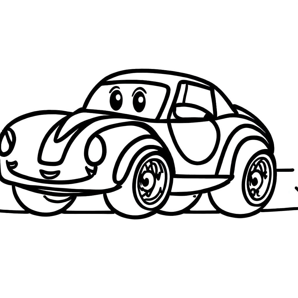 Tranh tô màu ô tô xe đua cute nhất với nét vẽ đơn giản dễ thương