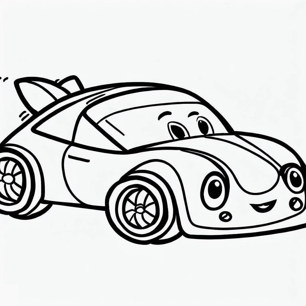Tranh tô màu ô tô xe đua đáng yêu thu hút sự chú ý của bé