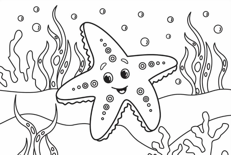 Tranh tô màu phong cảnh biển khám phá thế giới dưới đáy đại dương