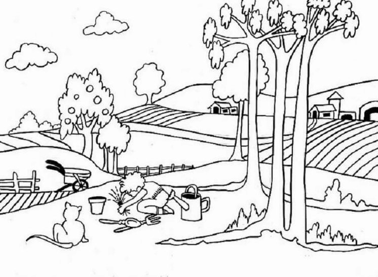 Tranh tô màu phong cảnh đồng quê với vẻ đẹp mộc mạc và giản dị