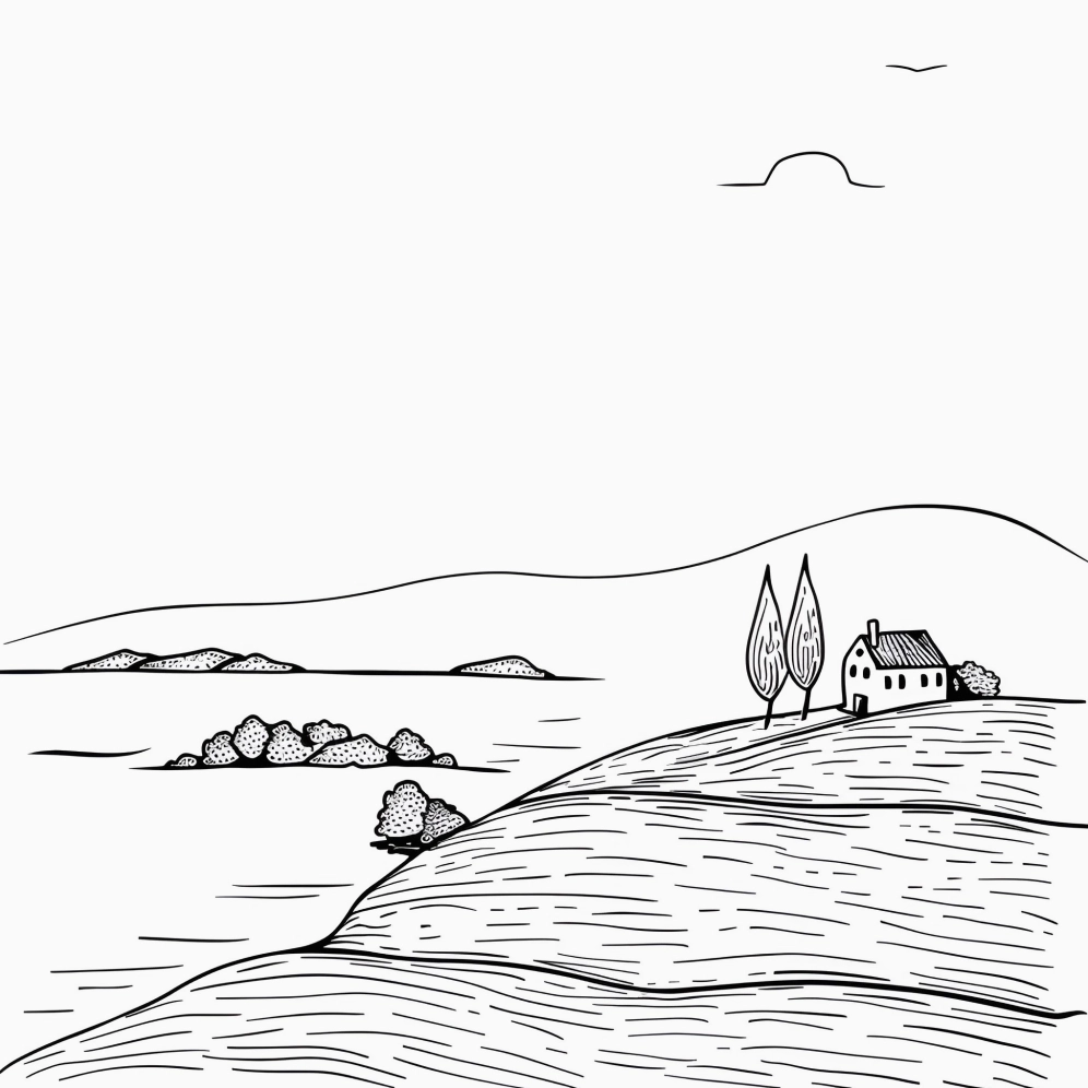 Tranh tô màu phong cảnh khổ lớn thể hiện chi tiết và chiều sâu nghệ thuật