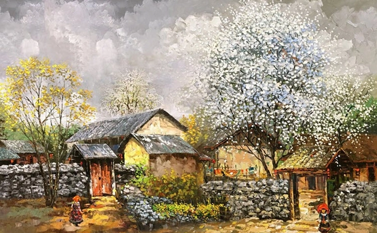 Tranh tô màu phong cảnh miền núi bao la