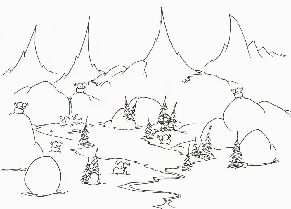 Tranh tô màu phong cảnh miền núi dễ thương nhất quả đất