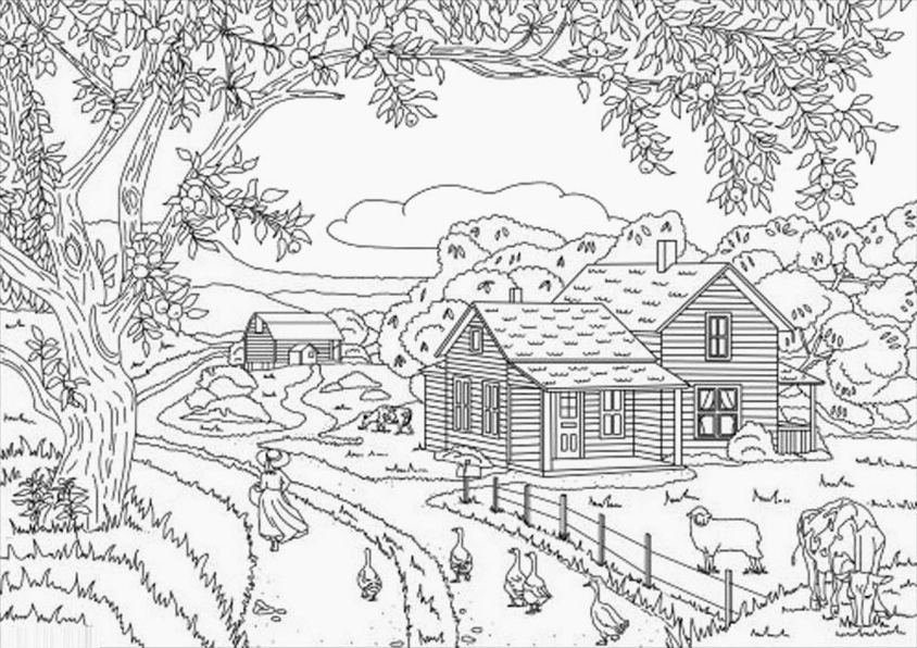 Tranh tô màu phong cảnh miền núi mộc mạc và vô cùng bình dị