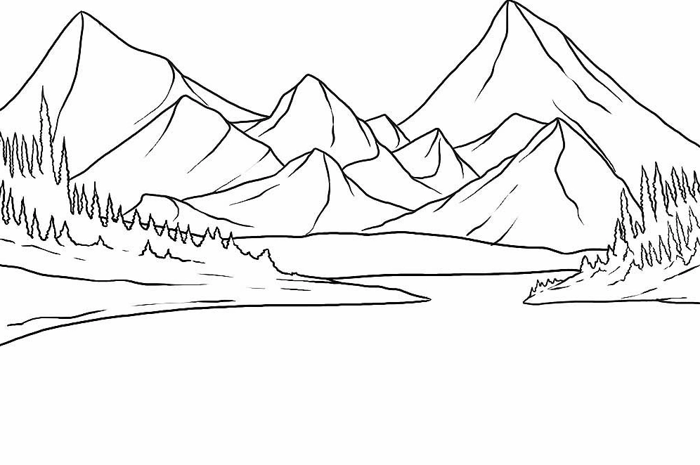 Tranh tô màu phong cảnh miền núi vừa đẹp vừa đơn giản