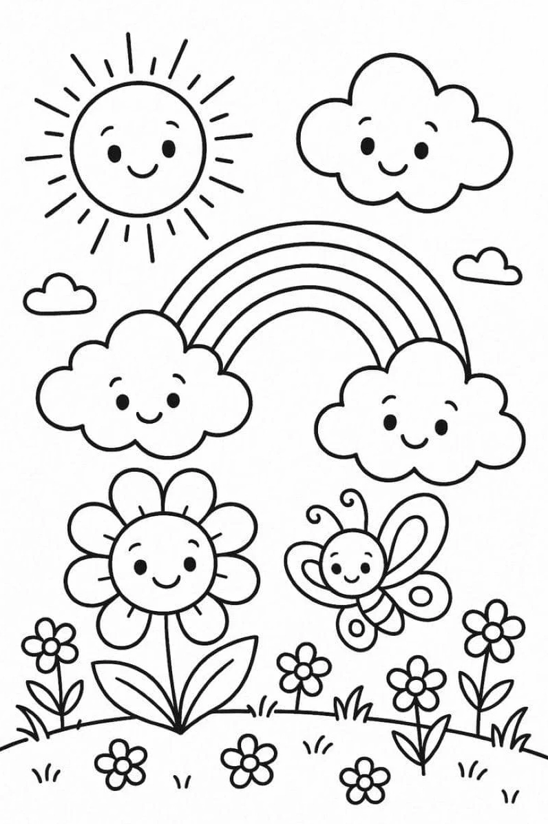 tranh tô màu phong cảnh thiên nhiên tươi đẹp