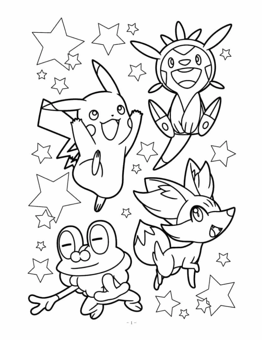 Tranh tô màu Pokemon cute dễ thương số 1