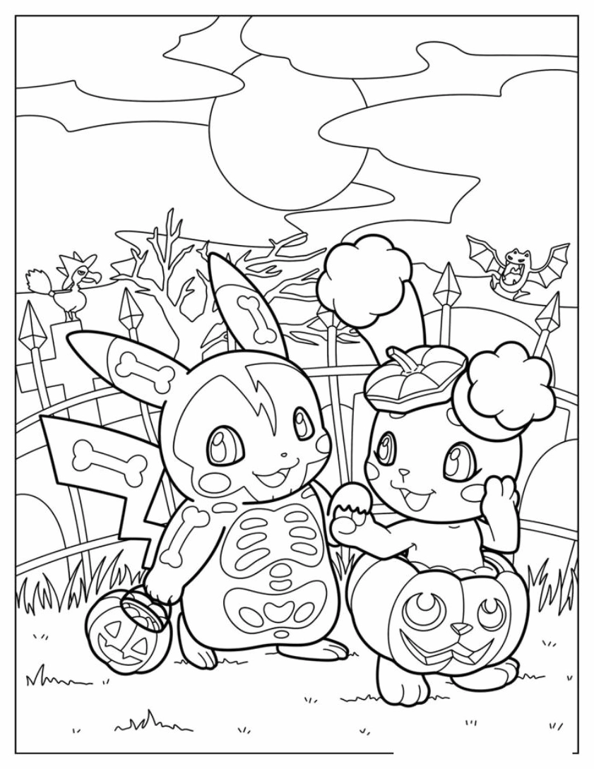 Tranh tô màu Pokemon cute dễ thương số 2