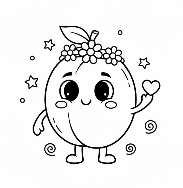 Tranh tô màu quả mận cute đáng yêu