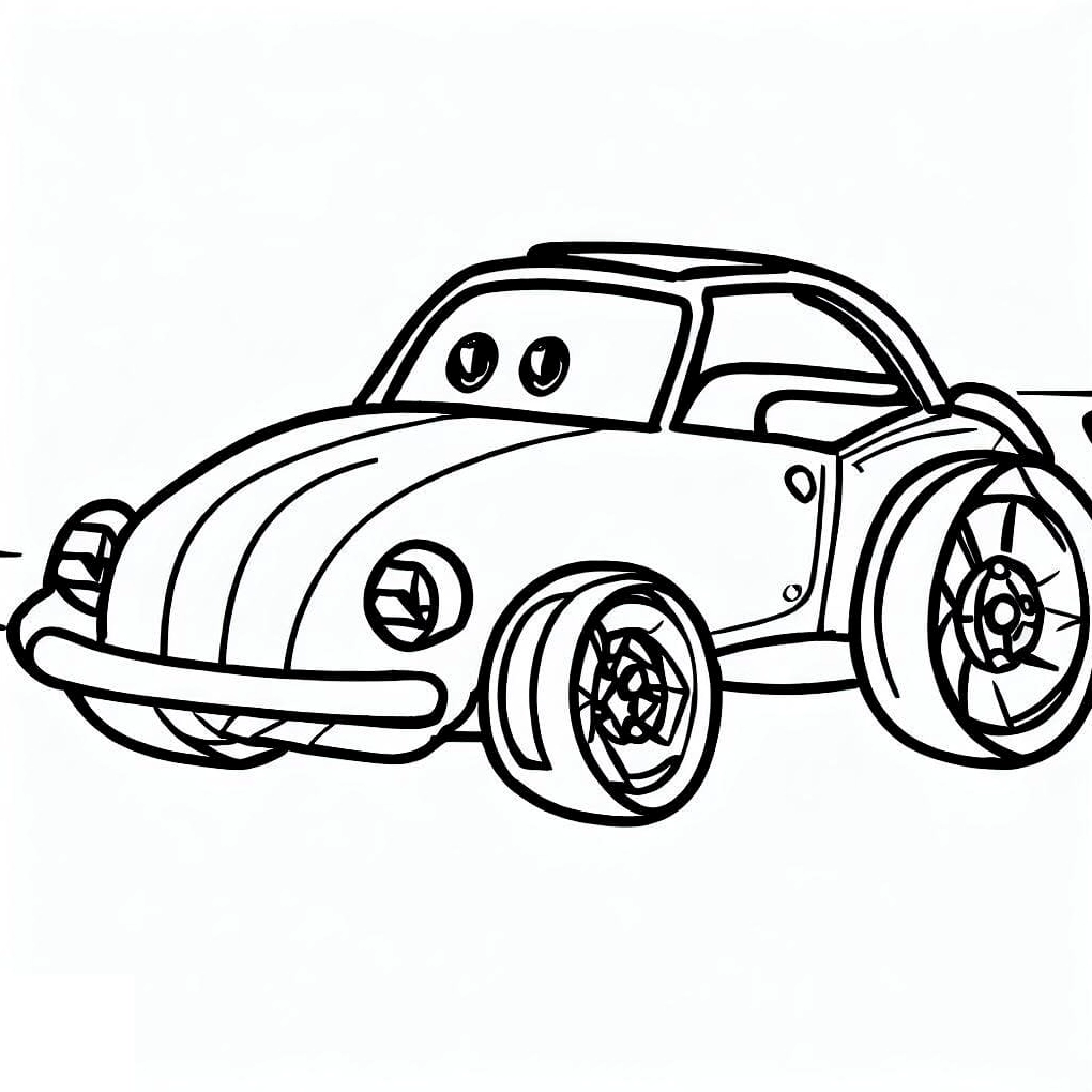 Tranh tô màu racing car dễ thương nét to rõ ràng dễ tô