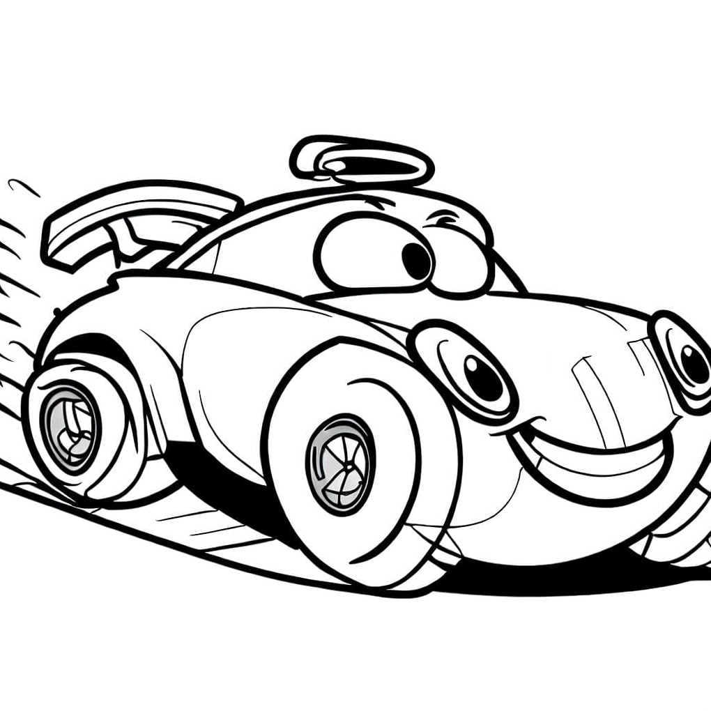 Tranh tô màu racing car hài hước mang lại niềm vui cho trẻ nhỏ