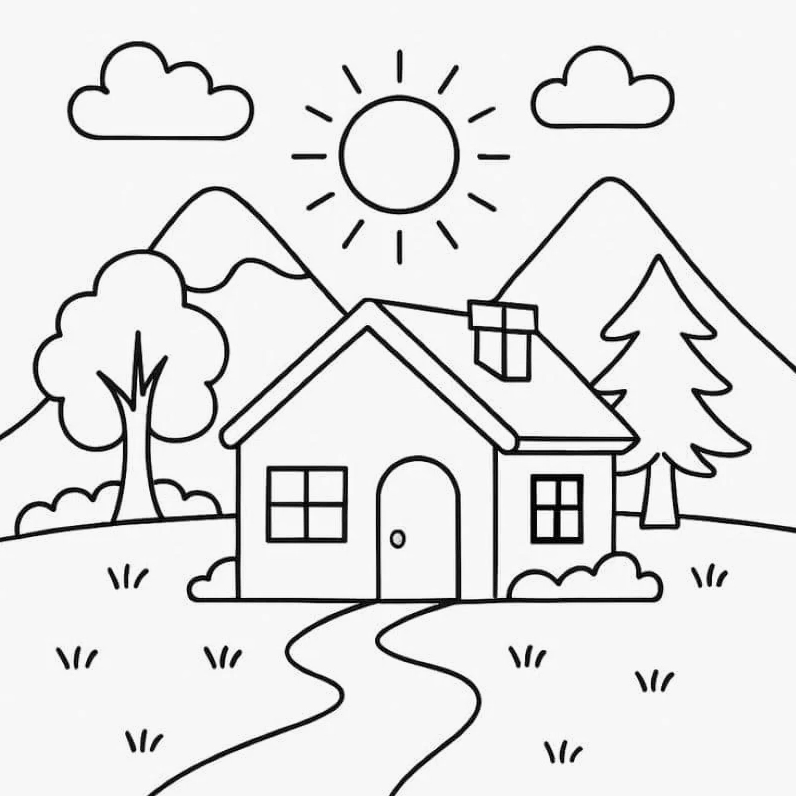 tranh tô màu thành phố hiện đại