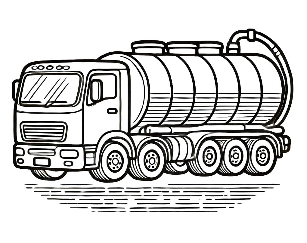 Tranh tô màu xe bồn đẹp chở nhiên liệu