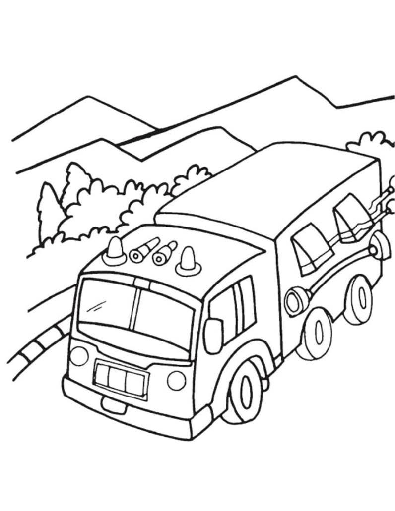 Tranh tô màu xe cứu hỏa 02