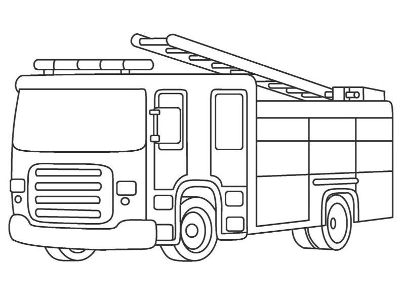 Tranh tô màu xe cứu hỏa cơ bản cho bé