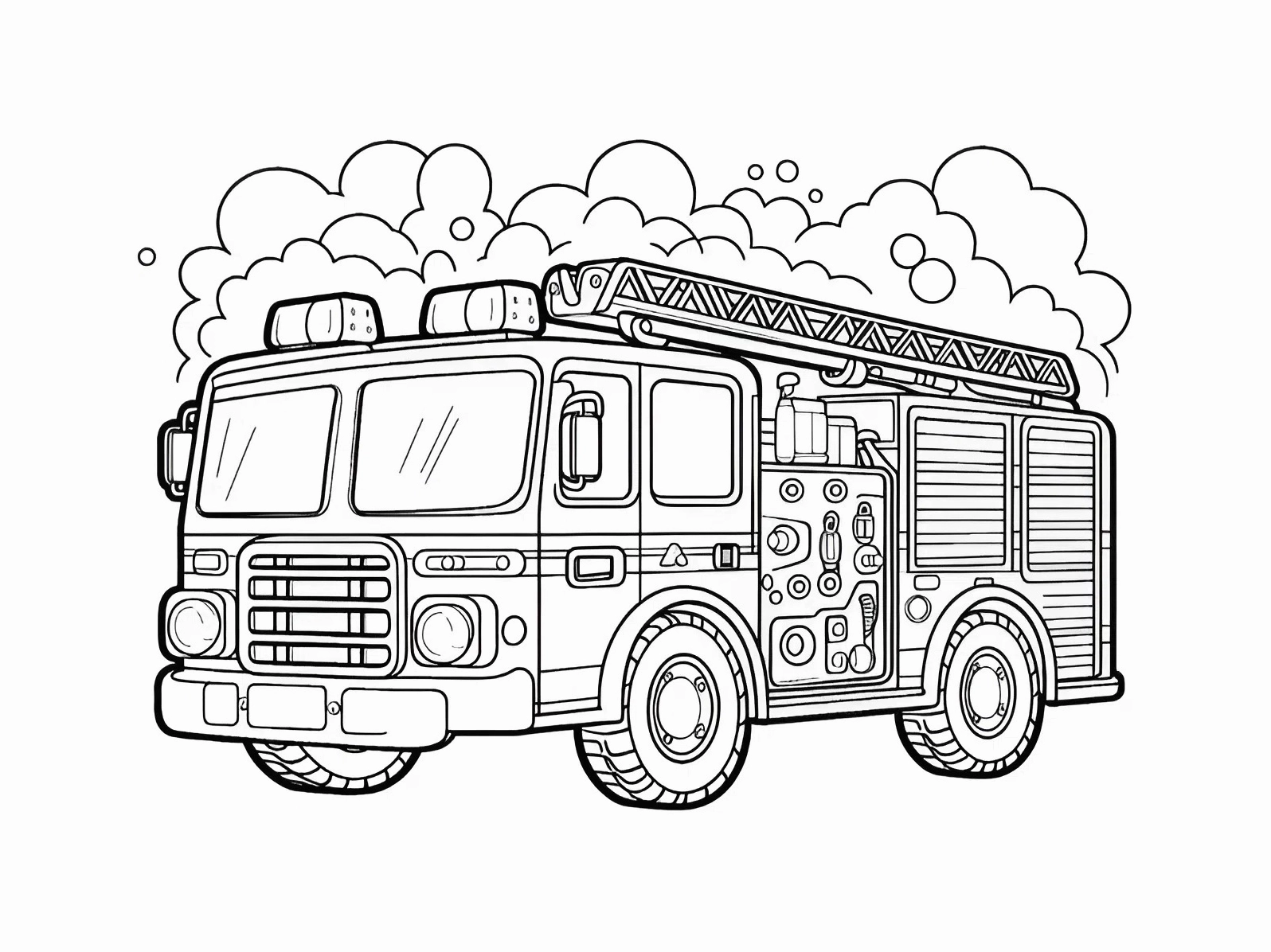 Tranh tô màu xe cứu hỏa đơn giản