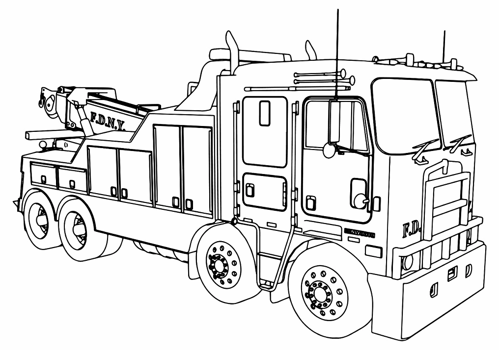 Tranh tô màu xe cứu hỏa hiện đại