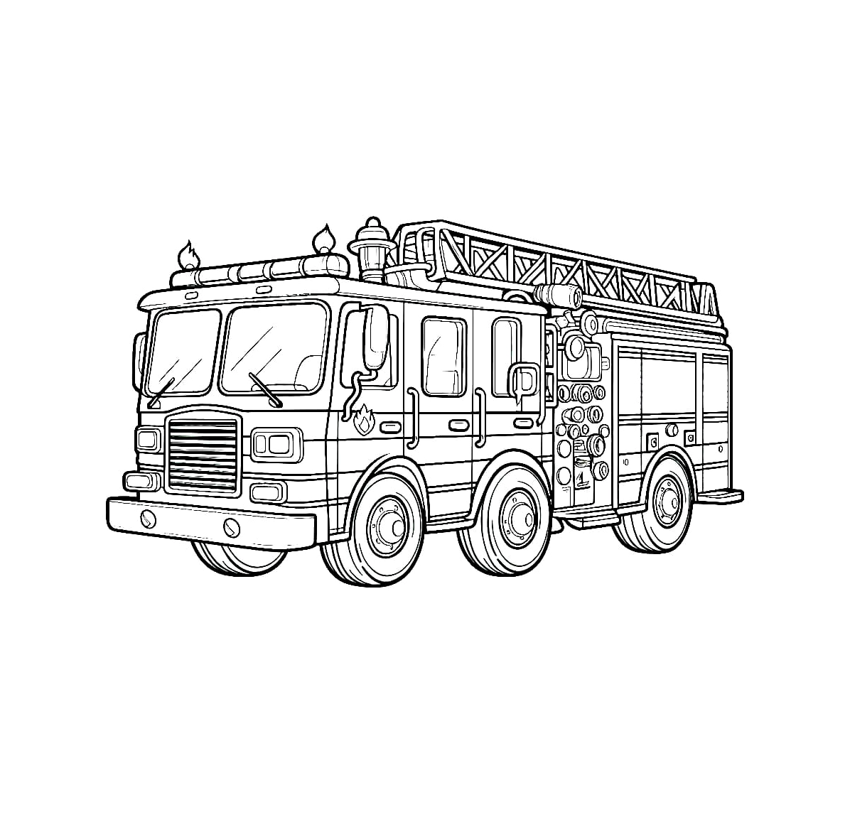 Tranh tô màu xe cứu hỏa lớn