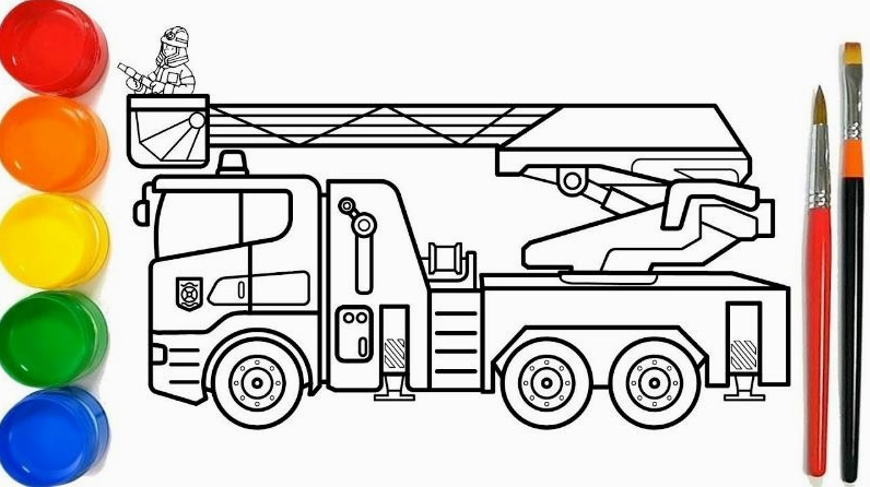 Tranh tô màu xe cứu hỏa số 1